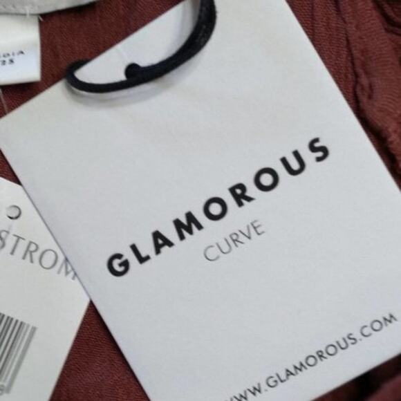 Glamorous Curve Romper Rust Color Size 18W Cold Shoulder Floral Lace Accents - Picture 6 of 6